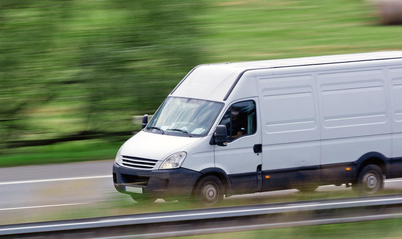 White van on the road