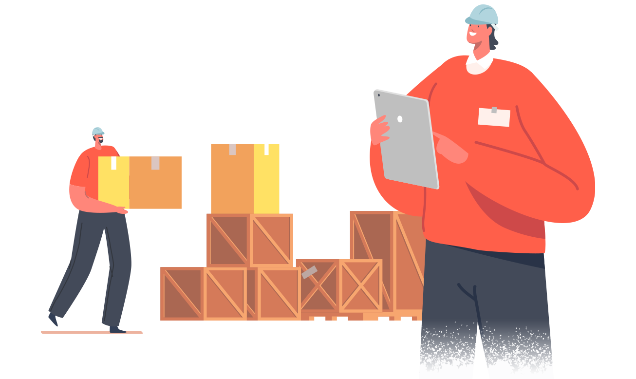 Pop-Up-Warehouse-Worker-Boxes-Manager-Graphic Expedited shipping
